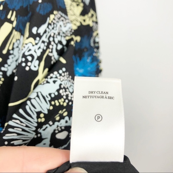 A.L.C. Roxy Celestial Printed Silk Long Sleeve V Neck Mini Dress Black Cocktail - Picture 10 of 10